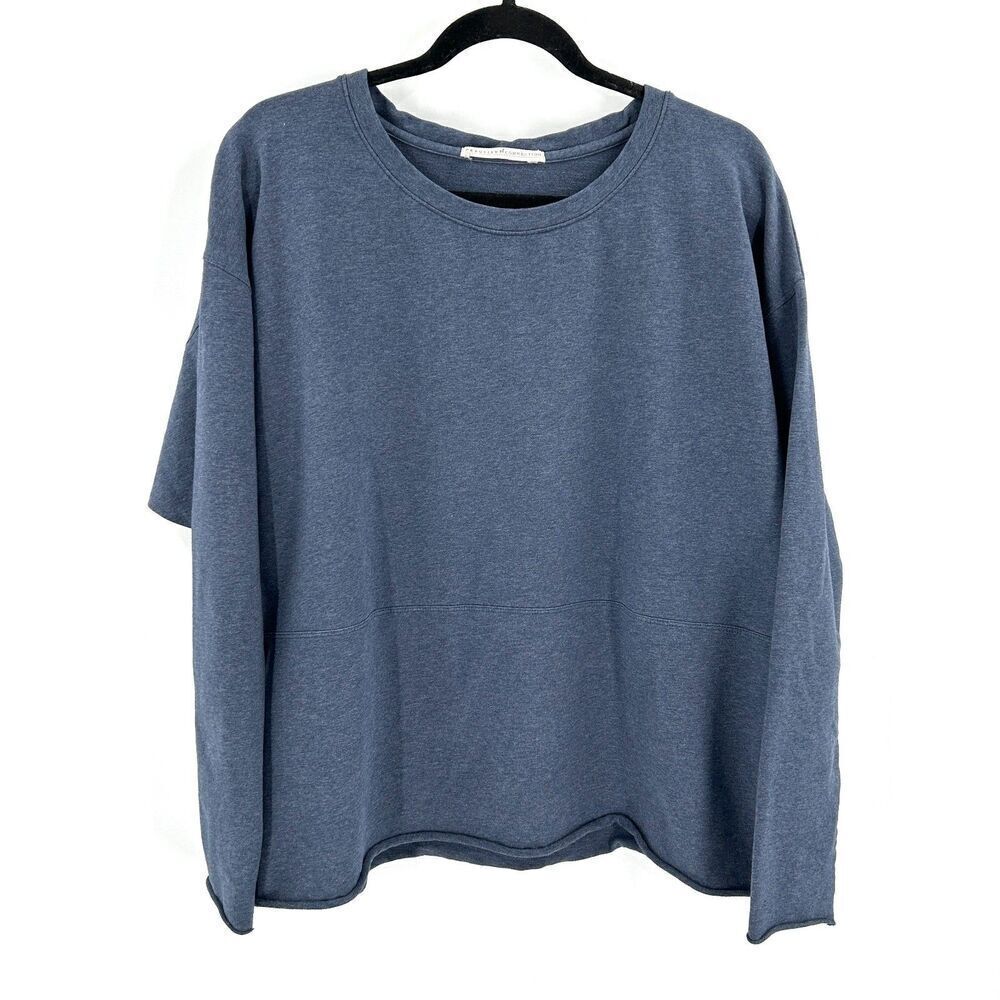 PERUVIAN CONNECTION Blue Dolman Sleeve Crew Neck Boxy Oversized Sweater Large